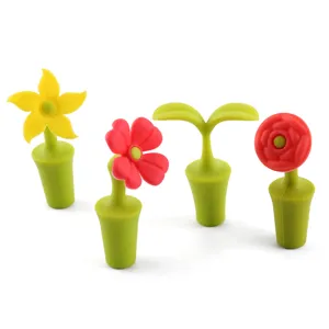 Silikon Weinstopfen kreative Blumen Flaschenverschluss Kueche Bar Werkzeug Set bunt