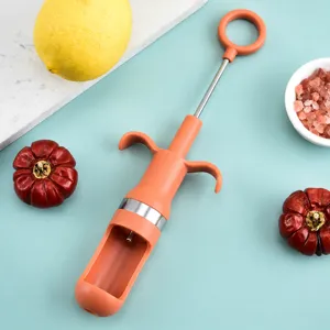 Dénoyauteur de fruits à main, outil vide-pomme pour dattes et cerises en acier inox.