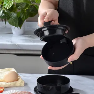 Manual plastic burger press meat patty maker kitchen cooking tool for homemade burgers.