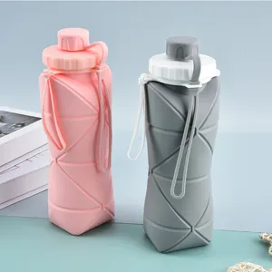 Foldable silicone water bottle for outdoor sports, portable telescopic travel camping water cup.