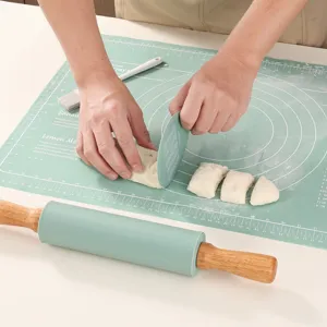 Set Tappetino per Impasto e Matterello in Silicone per Uso Alimentare Tappetino da Forno Antiaderente Ispessito Accessori da Cucina