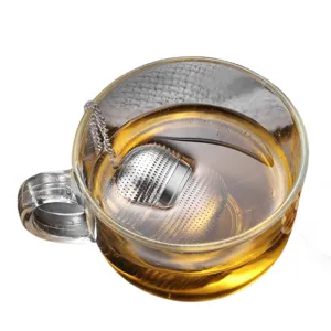 Stainless steel tea infuser ball with chain mesh strainer for loose leaf tea and spices
