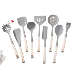 Ensemble d'ustensiles de cuisine en silicone antiadhésif spatule cuillère à soupe 9pcs
