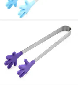 Kreative Silikon Hand Eiszange Edelstahl Griff Mini Lebensmittel Kuechenwerkzeug Detail