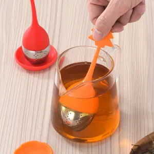Infusore per tè in silicone e acciaio inossidabile filtro per tè sfuso a forma di foglia