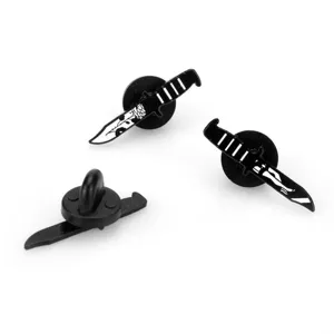 Dark style dagger enamel pin set, creative rose and girl legs backpack badge details