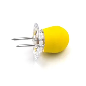 Stainless steel corn holders with yellow handles, perfect BBQ forks for corn on the cob detail.