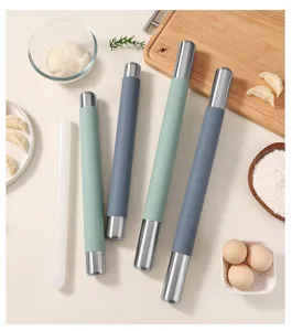 Stainless steel silicone rolling pin non-slip baking tools set for kitchen cooking pastry.