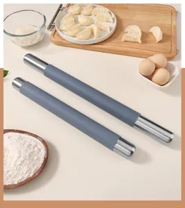 Stainless steel silicone rolling pin baking tool for kitchen home cooking essential use