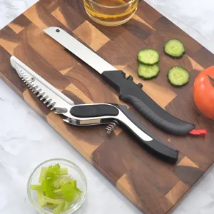 Multifunctional 5-in-1 stainless steel kitchen scissors and food cutter for vegetables.