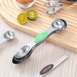 Set di misurini magnetici in acciaio inossidabile, cucchiai da cucina a doppia estremità.