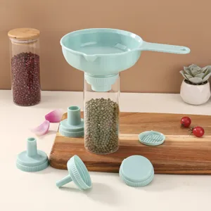 Multifunktionales Kunststoff Küchen Trichter Set Großkaliber mit Sieb Vorratsglas für Flüssigöl Marmelade Abfüllung