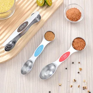Set di misurini magnetici a doppia testa in acciaio inossidabile per cucina.
