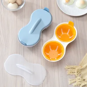 Pocheur à Œufs pour Micro-Ondes Double Cavité Cuiseur à Œufs en Plastique Résistant aux Hautes Températures Ustensile de Cuisine