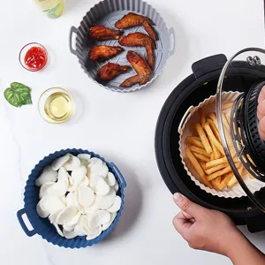 Silicone Air Fryer Liner Foldable Baking Tray Basket Reusable Kitchen Cooking Tool.