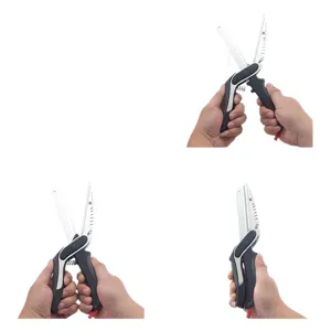 Multi-functional kitchen scissors, 5-in-1 smart cutter for vegetables, fruits and meat slicing.
