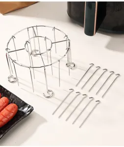 Edelstahl vertikaler Spießständer für Heißluftfritteuse, runder Grillzubehör für den Haushalt.