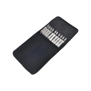 Stainless steel BBQ skewers set with black storage pouch for outdoor grilling tools