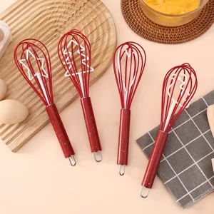 Stile Natalizio Frusta in Acciaio Inossidabile Strumento di Cottura Portatile Cucina Sbattitore di Uova Miscelatore per Crema e Cottura