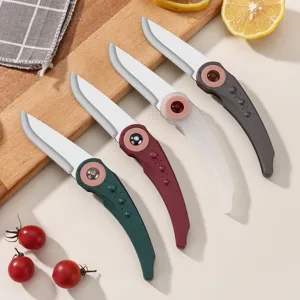 Stainless Steel Folding Fruit Knife Portable Mini Peeling Peeler Rotating Safety Lock Fruit Knife Kitchen Tool