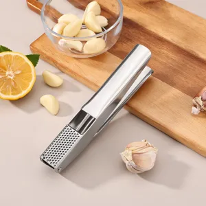 Stainless Steel Garlic Press Heavy Duty Garlic Mincer Manual Garlic Rocker Ginger Crusher Kitchen Tool With Ergonomic Handle