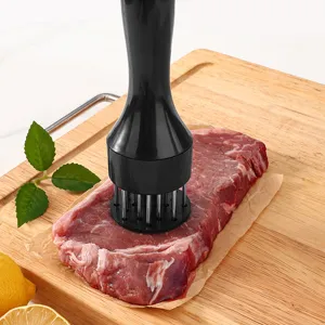 Handheld meat tenderizer tool with stainless steel needles for steak and kitchen cooking use