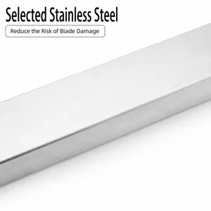 Magnetic knife holder stainless steel strip main view, kitchen wall mounted tool storage bar.