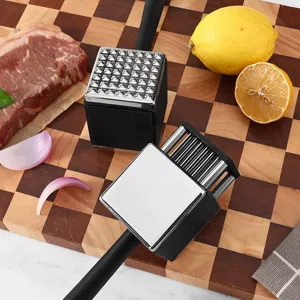 Stainless steel meat tenderizer mallet for kitchen steak pounding tool and meat hammer tool