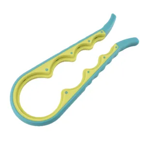 Multi-functional 4-in-1 jar opener, ergonomic plastic bottle opener for various bottle caps.