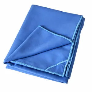 Toalla de playa azul de secado rápido, toalla de baño plegable para camping al aire libre.