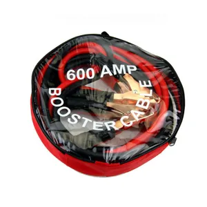 Cables de arranque resistentes de 600 amperios para coche con bolsa de almacenamiento.