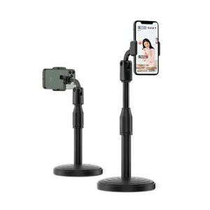 Supporto per cellulare da scrivania regolabile con base pesante per streaming live e lezioni.
