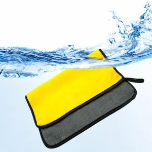 Verdikte microvezel auto wasdoek dubbelzijdige koraal fleece reinigingsdoek met haak