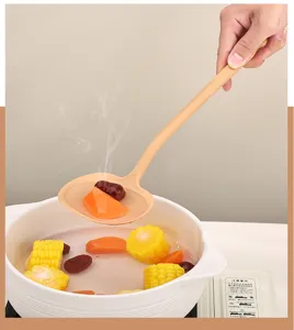 High temperature resistant silicone soup ladle, non-stick cooking spoon for kitchen use.