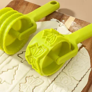 Rouleau à pâtisserie en plastique vert emporte-pièce biscuit moule gaufrage cuisine DIY