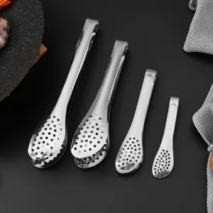 Stainless Steel Food Tongs Kitchen Cooking BBQ Salad Serving Tongs Metal Bread Meat Tong Kitchen Gadgets
