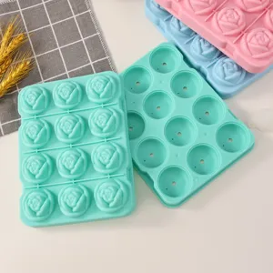 Silicone 12-cavity rose ice cube mold creative DIY ice maker tray for home bar kitchen use