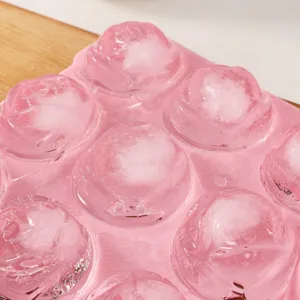 Silicone rose ice cube mold 12-cavity pink tray for cocktails whiskey bar party use