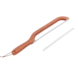 Wooden bread knife with serrated stainless steel blade, cutting tool for toast and sandwiches.