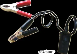 Car battery clip to cigarette lighter power adapter cable 30a 360w heavy duty connector