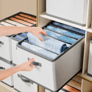 Foldable Non-Woven Fabric Wardrobe Clothes Storage Box Multi-Grid Drawer Divider Organizer For Pants Underwear Home Closet