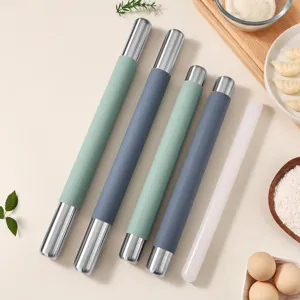 Food Grade Silicone Rolling Pin Non Stick Rolling Pin With Stainless Steel Core Scale Baking Tools Kitchen Home
