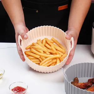 Foldable silicone air fryer basket heat-resistant baking pan kitchen accessory for cooking food