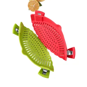 Scolapasta in silicone per pentola, pratico scolaggiorie flessibile con clip.