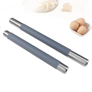 Stainless steel rolling pin with food grade silicone for kitchen baking and pastry