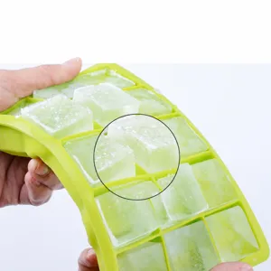 15-grid silicone ice cube tray square DIY fruit ice maker mold flexible easy release green