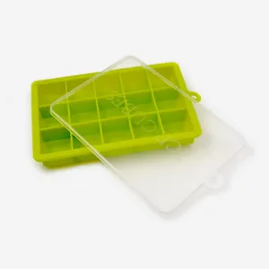 Silicone ice cube tray with lid 15 grids square fruit ice mold maker for summer drinks