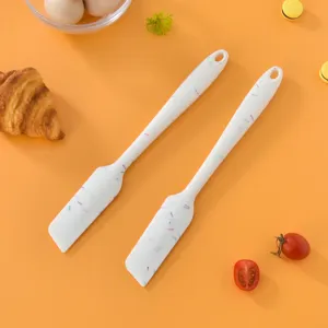 Silicone Spatula Baking Tool Kitchen Utensil With Colorful Grains Design Flexible Heat Resistant Cream And Jam Spreader