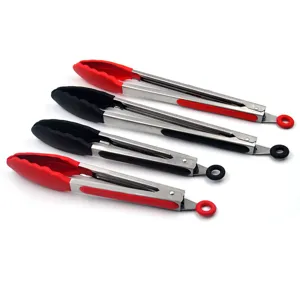 Stainless Steel Food Tongs Silicone Non-Slip Heat Resistant Kitchen Tongs For Cooking Baking BBQ Steak Kitchen Accessories