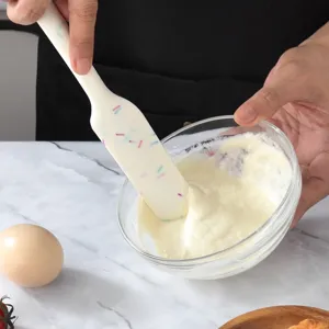 Integrated silicone spatula with colorful sprinkles pattern for baking cake cream and jam mixing